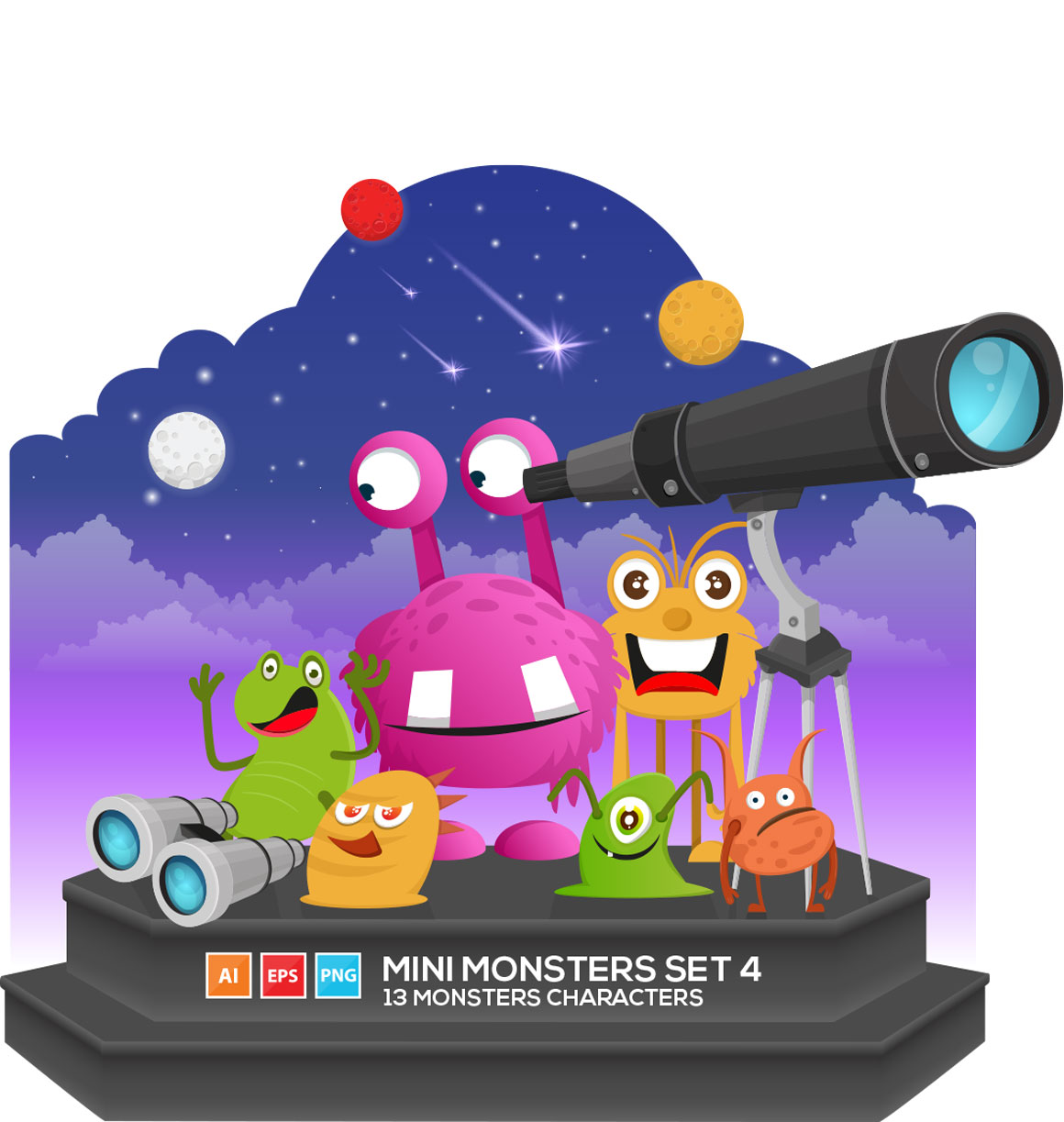 Mini Monsters Set 4 Character Clip Arts