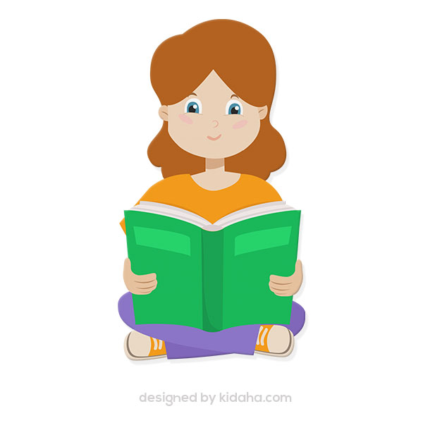 woman reading a book clipart